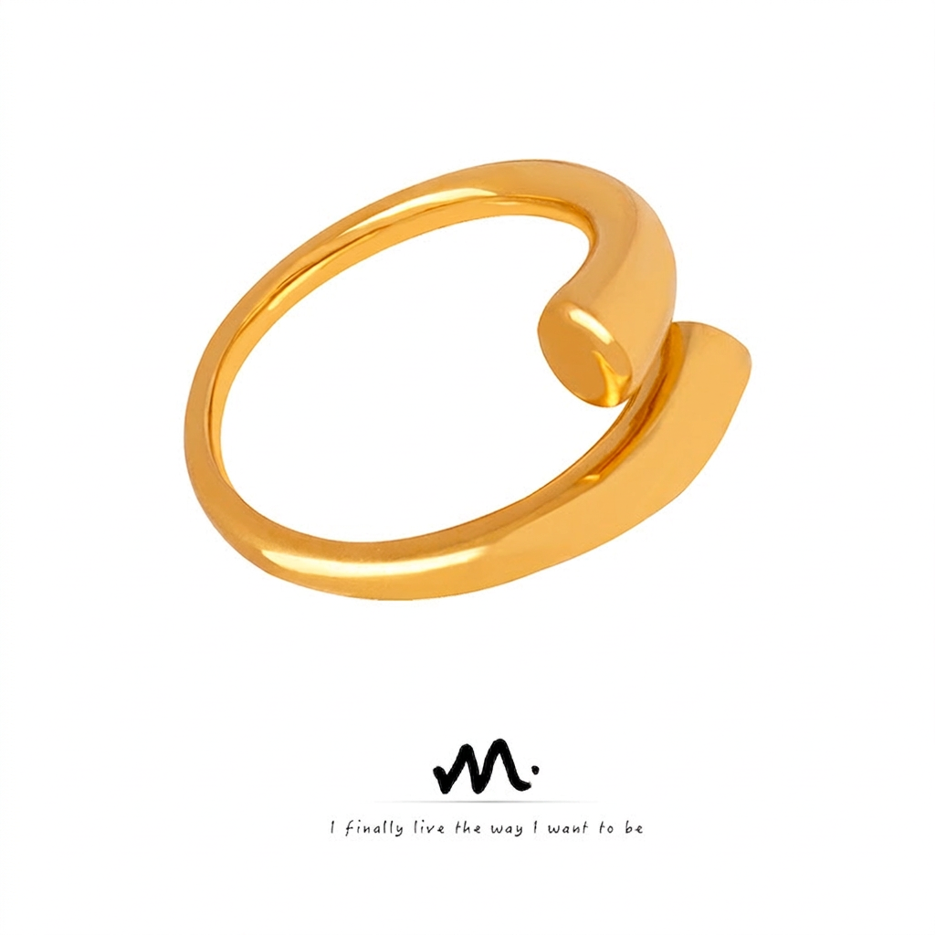 Minimalist Geometric Spiral Open Wrap Ring Titanium Steel High Polished Adjustable Fashion Jewelry For Women