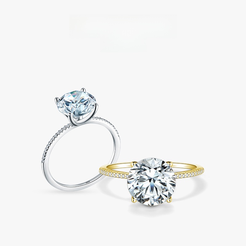 Elegant 925 Sterling Silver Moissanite Zirconia Solitaire Ring Six Prong Sparkling Engagement Wedding Promise Ring For Women Luxury Jewelry Gift