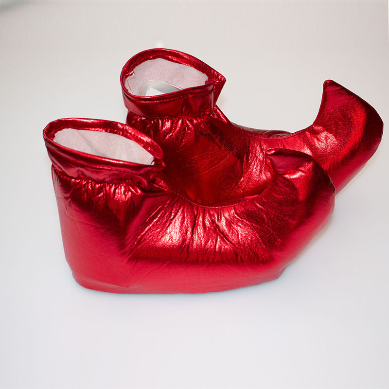 Christmas Elf Shoes Cover Shiny Metallic Polyester Sponge Fabric Clown Performance Boots For Xmas Cosplay Party Dress Up Props Women Men