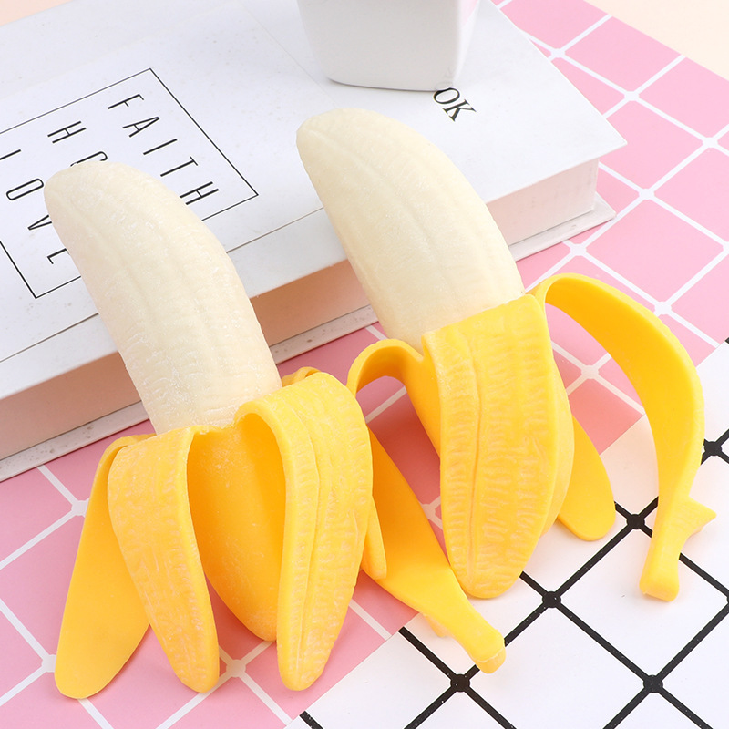 Simulation Peeled Banana Stress Relief Toy TPR Squishy Squeeze Venting Toy For Office Home Adults Kids Anti Anxiety Reliever Creative Banana Toy