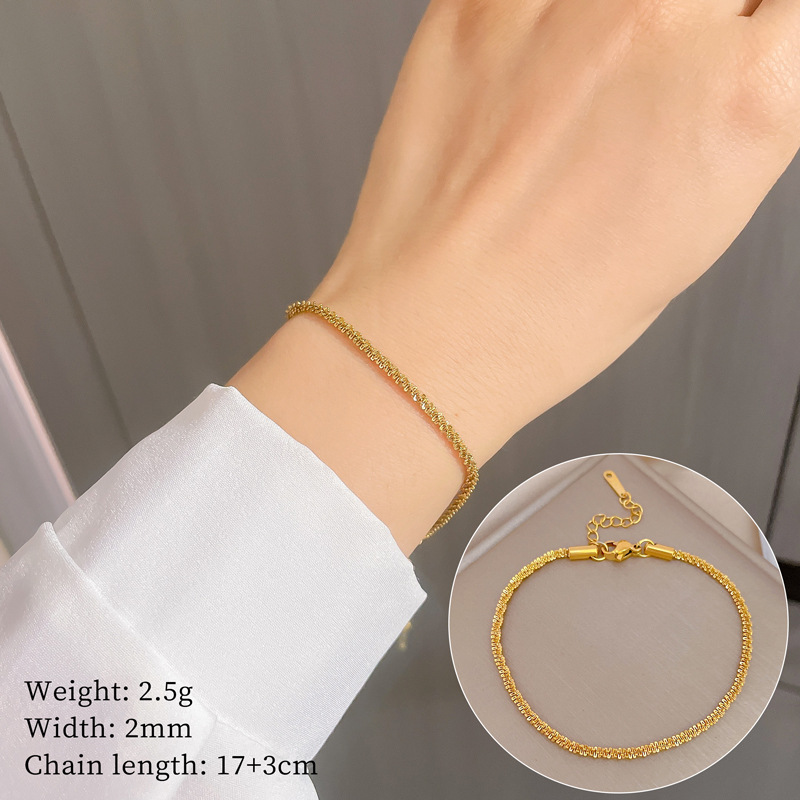 Minimalist Chain Bracelet Stainless Steel Adjustable Link Dainty Jewelry Retro Style Gift For Women