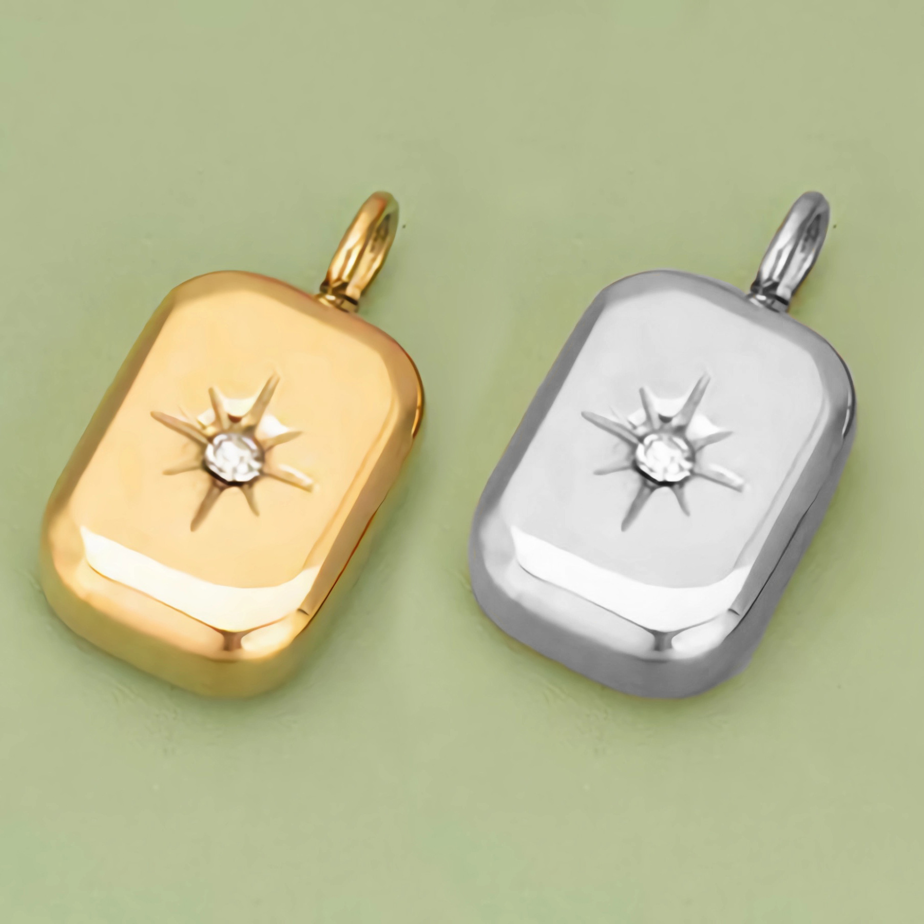 Rectangular Starburst Wholesale Rectangle Starburst Zircon Charms For DIY Jewelry Making ...