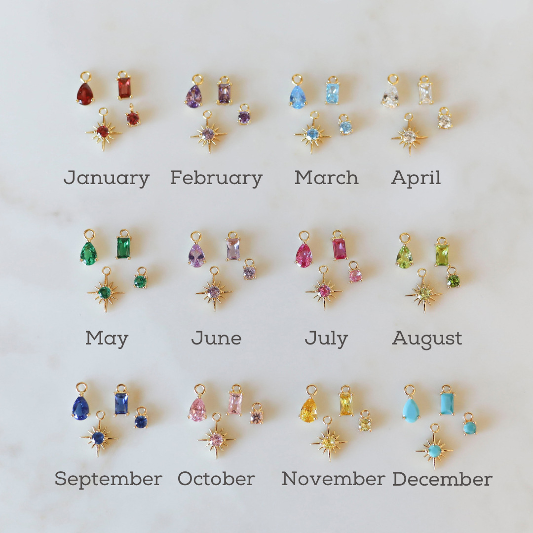 18K Gold Plated Stainless Steel Birthstone Pendant Necklace For Women Men DIY Trendy Colorful Zirconia 12 Months Birthday Gift Jewelry