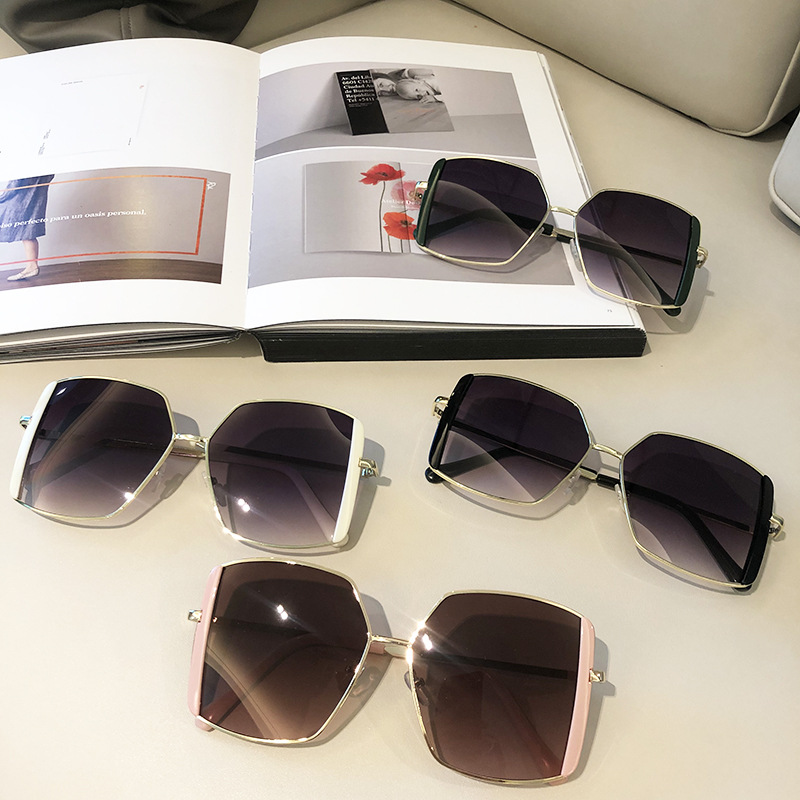 Wholesale Oversized Square Metal Sunglasses UV Protection For Women - Everful