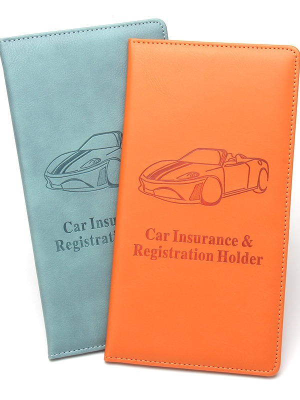 Car Insurance And Registration Holder PU Leather Slim Car Document Folder Driver's License Protector Wallet With Multiple Slots For Vehicle Registration Cards Auto Insurance Business Style Universal Fit
