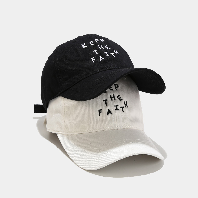 Unisex Cotton Embroidered Baseball Cap KEEP THE FAITH Letter Soft Top Peaked Cap Adjustable Casual Sport Sun Hat For Men Women Couples