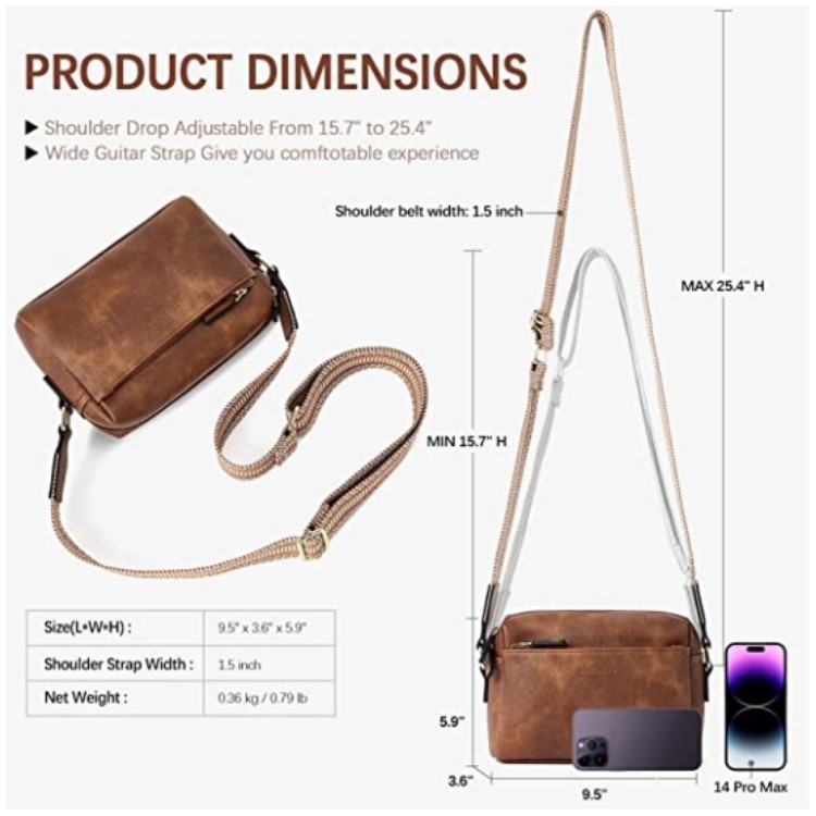 Triple Zip Small Crossbody Bag For Women With Wide Guitar Strap Adjustable Geometric Pattern Premium Vegan Leather Large Capacity Messenger Bag Daily Travel Handbag