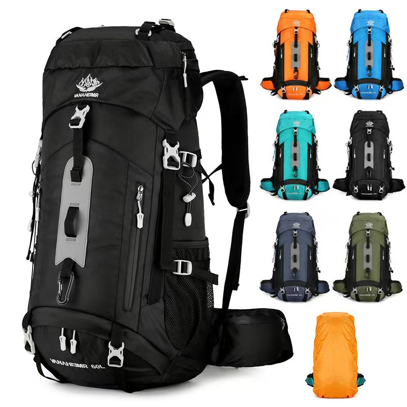 Large Capacity Mountaineering Backpack Waterproof Nylon Outdoor Hiking Camping Sport Bag Breathable Back System For Men Women Travel Adventure