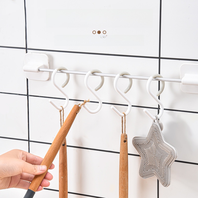 3PCS S-Shaped Multi-Functional Anti-Drop Hooks ABS Plastic TPE Windproof Hanging S Hooks For Kitchen Bathroom Wardrobe Clothes Bags Towels Storage Organization