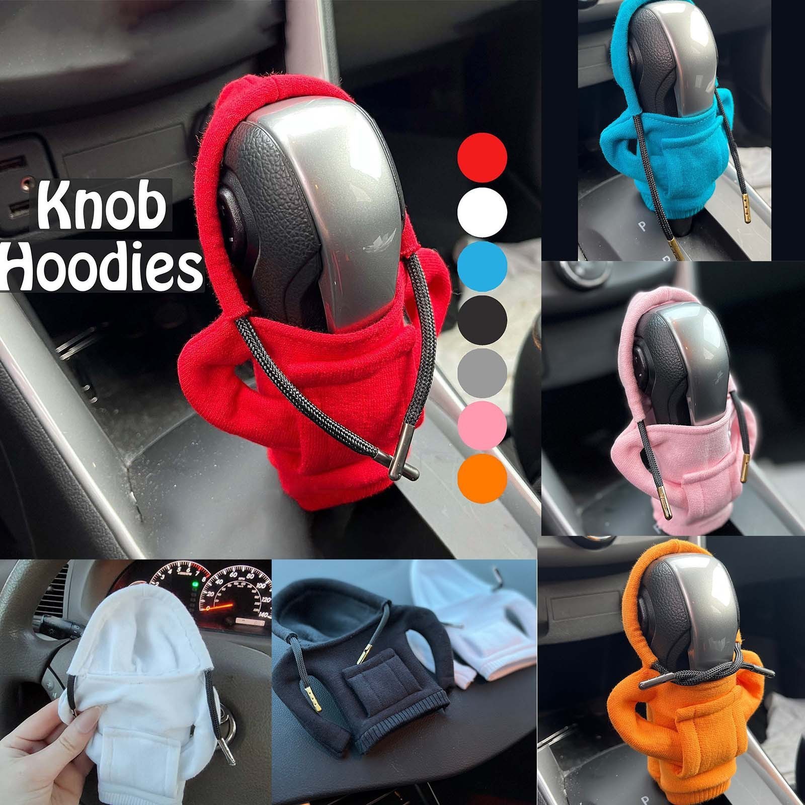 Car Gear Shift Knob Hoodie Cover Soft Cotton Fleece Automotive Interior Decoration Gear Shifter Protector Mini Hoodie Sweatshirt Design for Most Manual Automatic Cars