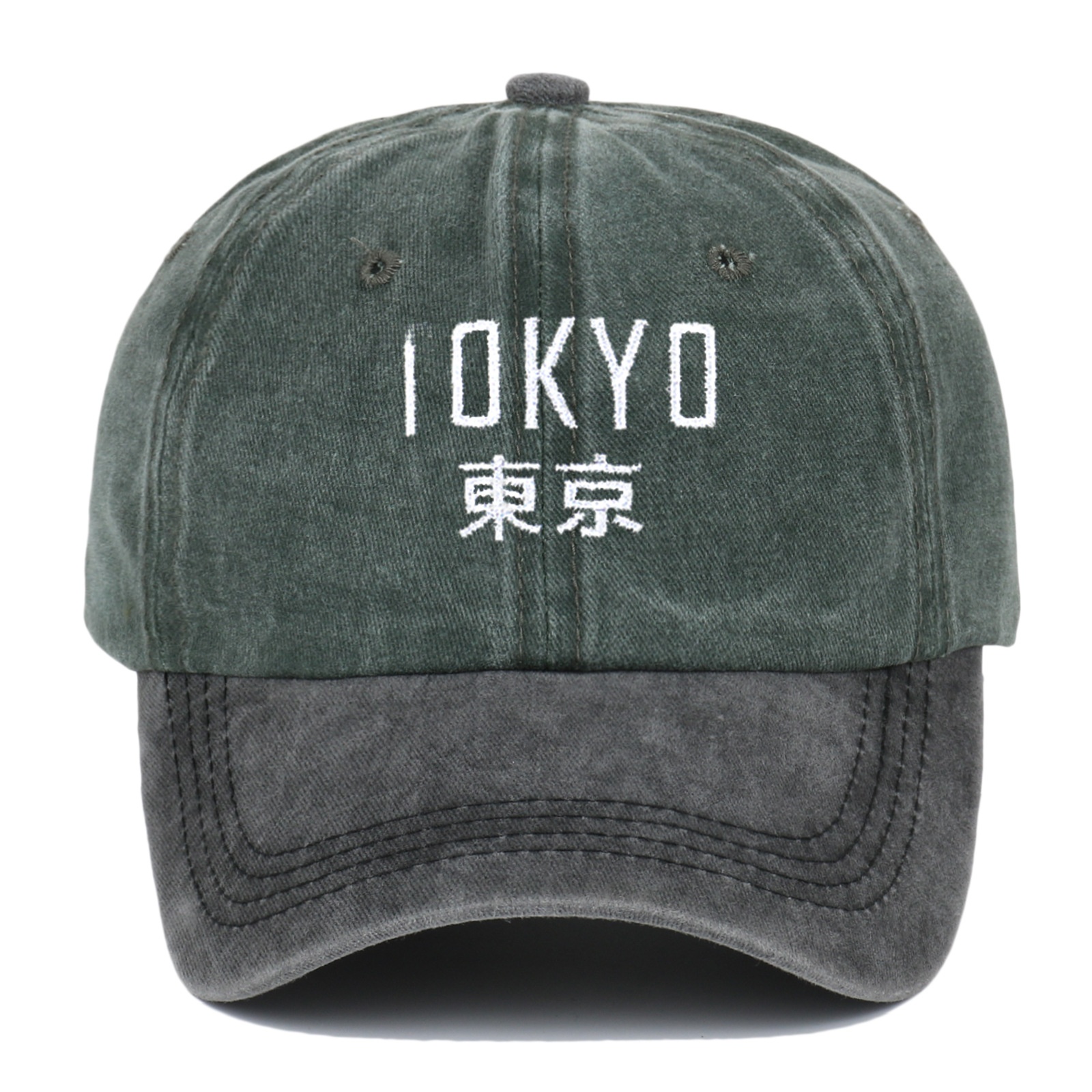 Tokyo Embroidery Washed Cotton Baseball Cap Retro Distressed Outdoor Sun Protection Adjustable Dad Hat For Men Women Sporty Casual Headwear