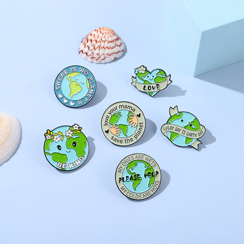 Earth Day Environmental Protection Alloy Enamel Brooch Pin Set Save Our Home Save The Planet Earth Badge Jewelry For Backpacks Jackets Denim Accessories
