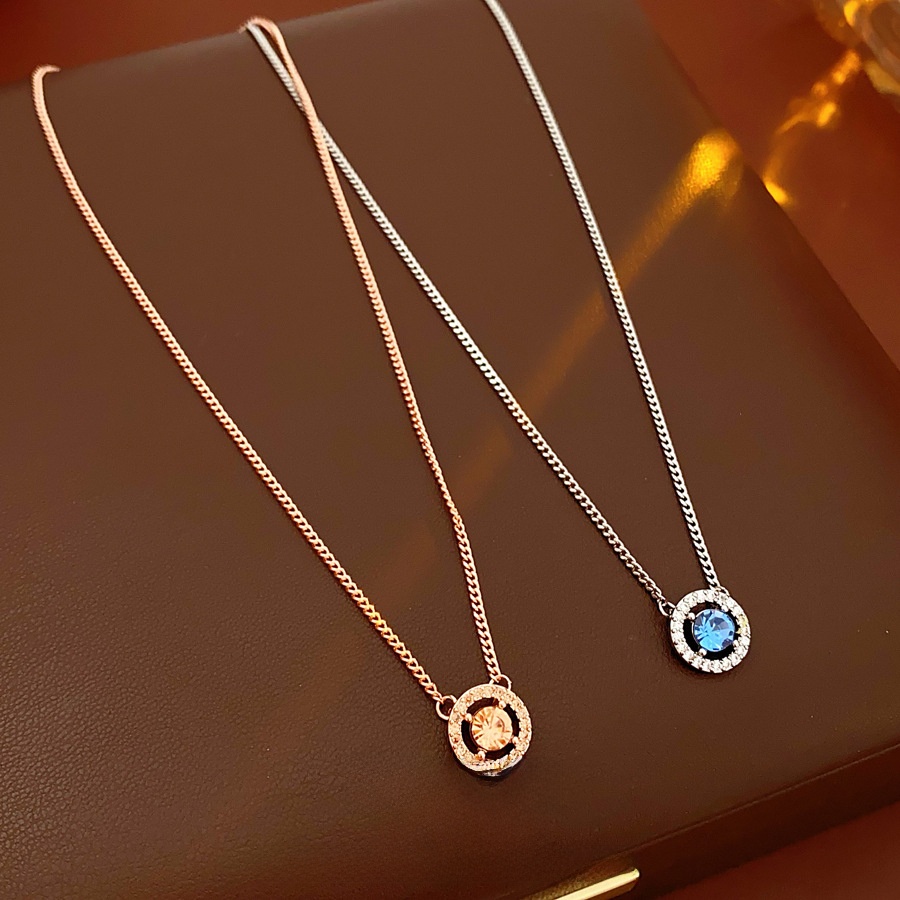 Elegant Round Halo Pendant Necklace Made Of Copper With Sparkling Zirconia Gemstones Trendy Minimalist Jewelry For Women Daily Dating Anniversary Gift Available In Rose Gold And Silver
