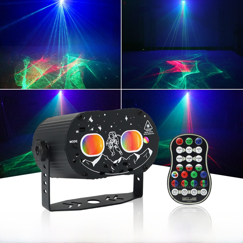Northern Lights Laser Projector Lamp USB Powered RGB LED Atmosphere Light with Remote Control for KTV Party Stage Home Decor Astronaut Design