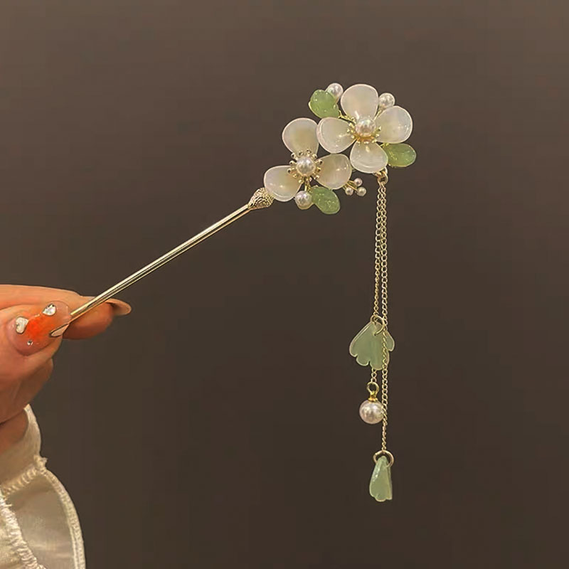 Ancient Style Fresh Exquisite Petal Tassel Hairpin Retro Hairpin Hanfu Step Hair Ornament Hair Accessory