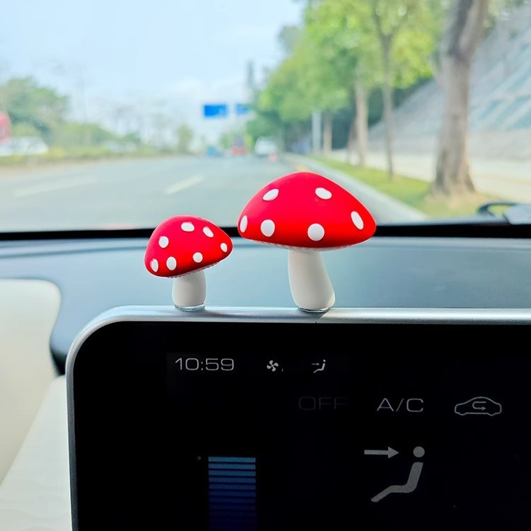 Cute Mushroom Resin Car Dashboard Ornaments Mini Carrot Flower Pot Dashboard Decorations For Auto Interior Healing Style Home Office Aesthetic Accessories