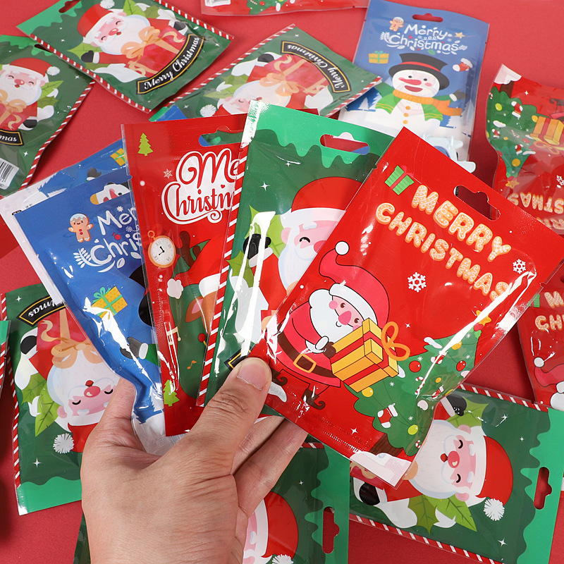 Christmas Mystery Blind Bag Santa Claus Snowman Pattern Plastic Party Favor For Kids School Classroom Award Prizes Stationery Toy Gift