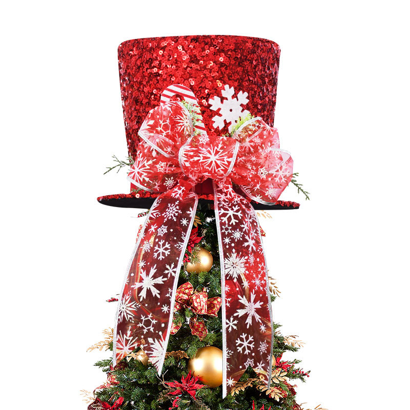 Hot-selling Christmas Tree Top Hat Sequin Hat Tree Top Star Foldable Spring Hat Ornament