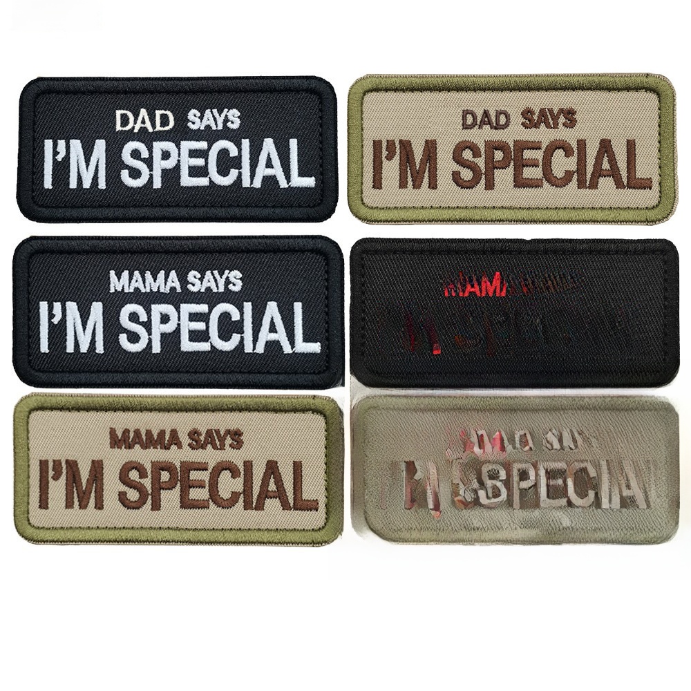 Mama Says I'm Special Embroidered Patch Tactical Slogan Hook and Loop Backing Twill Fabric Decorative Badge for Backpack Clothing Jacket Hat Accessory