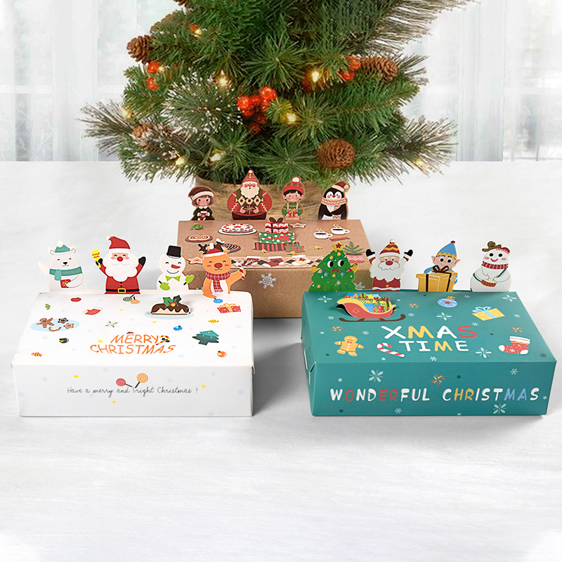 10Pcs 3D Pop Up Christmas Gift Boxes Cardboard Candy Cookie Packaging Boxes Merry Christmas Treat Boxes With Santa Reindeer For Holiday Party Favors