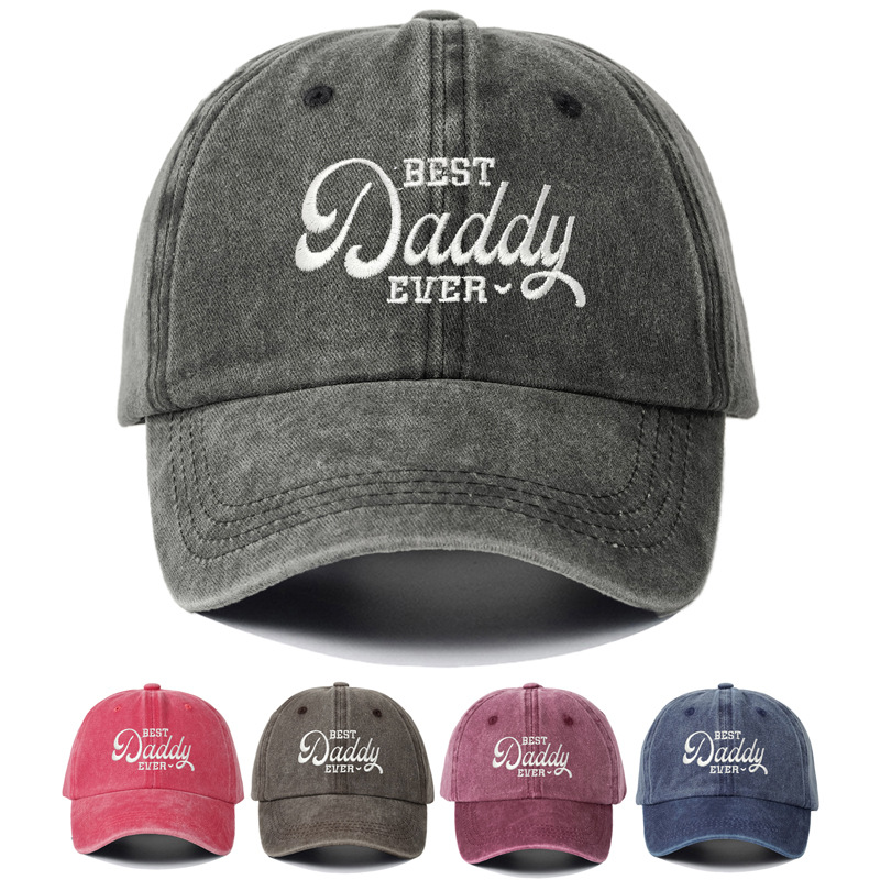 Best Daddy Ever Embroidered Baseball Cap Washed Cotton Vintage Adjustable Dad Hat For Men Women Outdoor Casual Sunshade Sports Cap