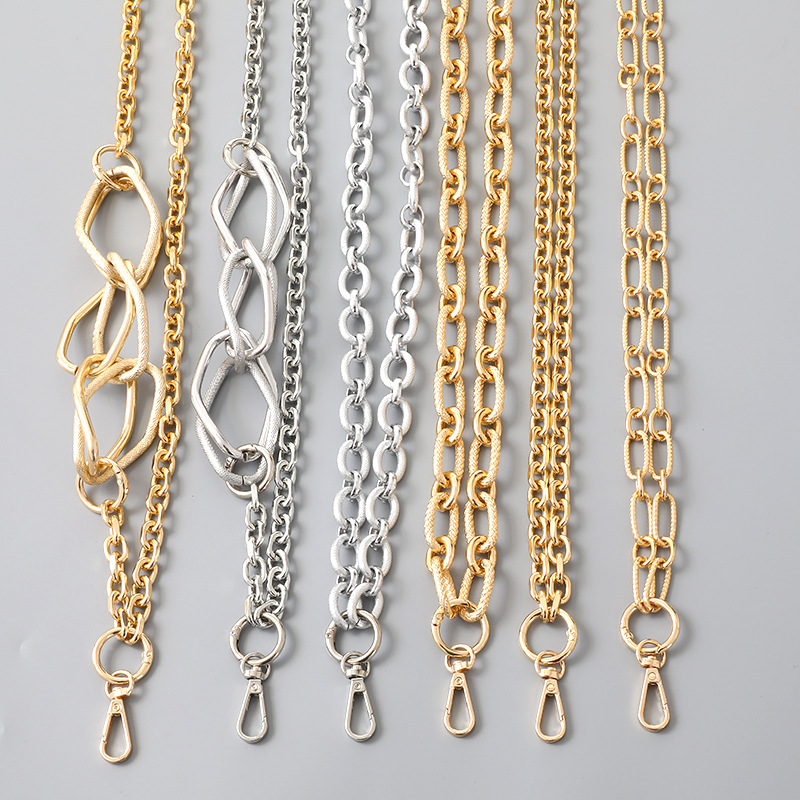 Fashion Metal Bag Chain Strap Aluminum Geometric Replacement Crossbody Shoulder Strap Gold Silver Metal Link Chains For Handbags Purses Phone Cases 60cm Accessories