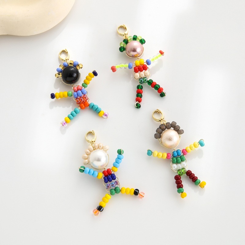 Handmade Beaded Figure Pendant With Japanese Seed Beads Faux Pearl Cartoon Little People DIY Jewelry Making Accessory For Necklace Bracelet Gift