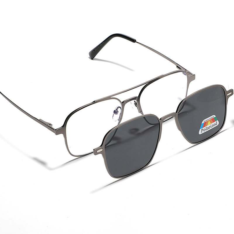 Wholesale Square Magnetic Clip On Sunglasses With Metal Pilot Frame - Everful
