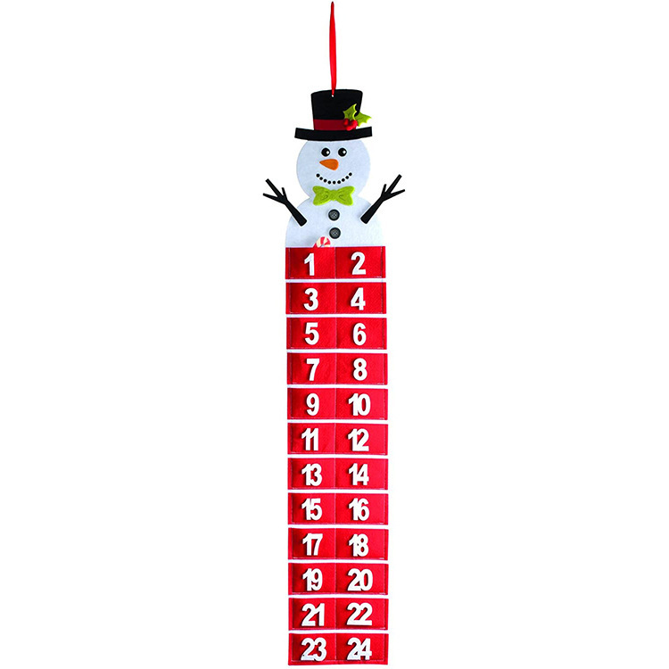 Christmas Advent Calendar Felt 24 Days Countdown Hanging Calendar With Pockets For Home Decor Santa Claus Snowman Xmas Party Decorations