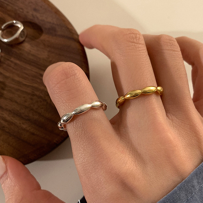 Minimalist Copper Open Ring Small Grain Thin Band Adjustable Finger Ring Elegant Geometric Jewelry For Women