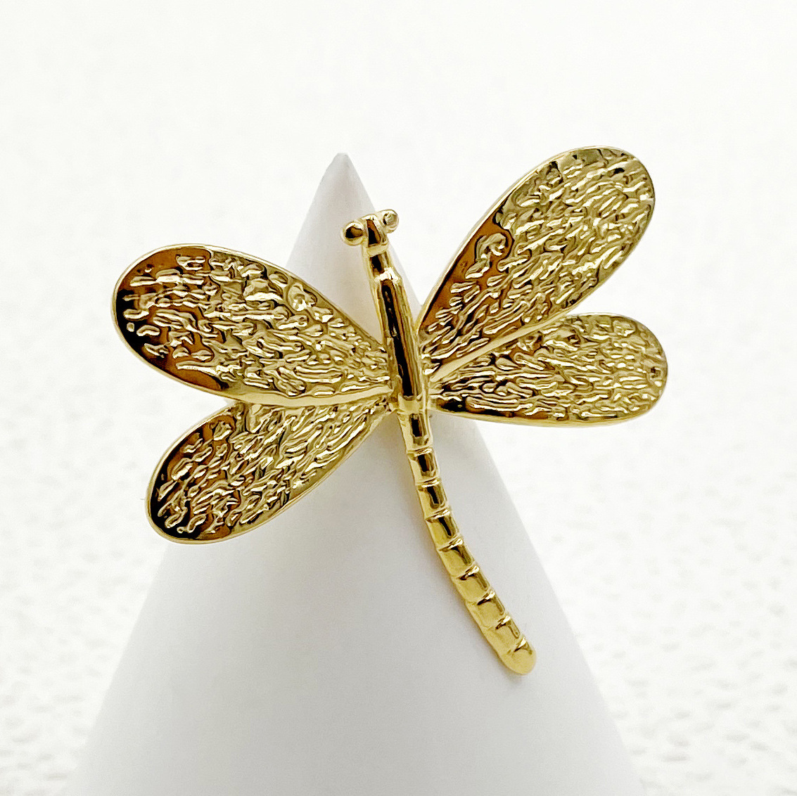Dragonfly Open Ring Stainless Steel Embossed Wings Minimalist Adjustable Fashion Jewelry For Women Gift