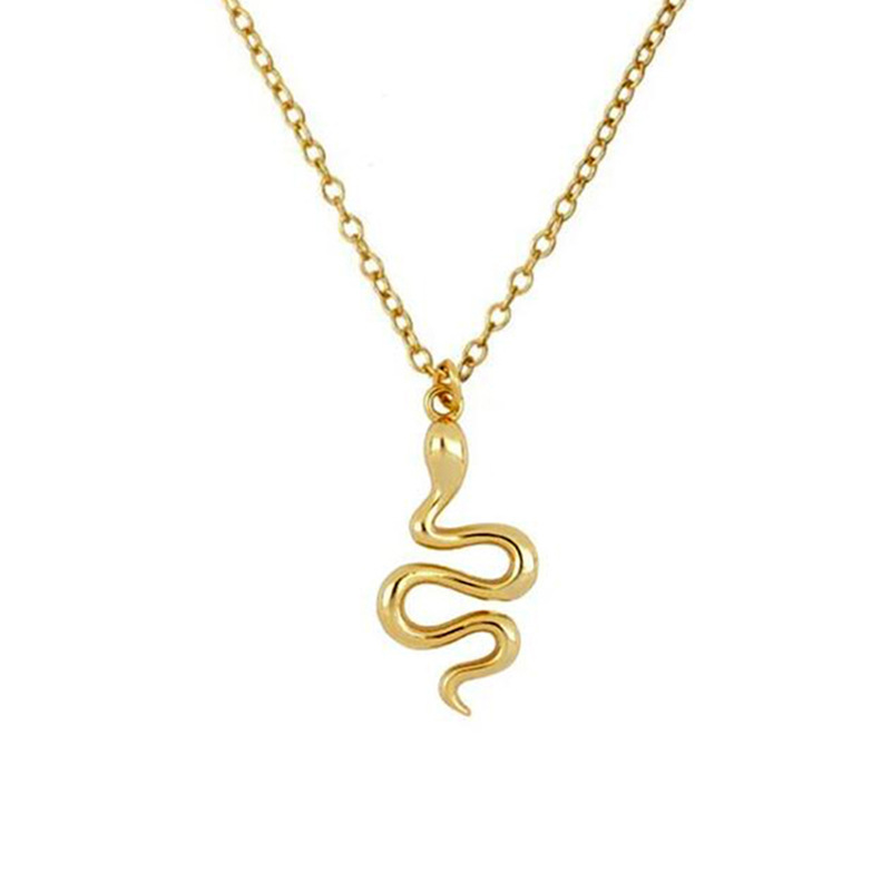 Snake Pendant Necklace S925 Sterling Silver Chain With Copper Pendant Retro Ethnic Style Clavicle Chain Women Jewelry