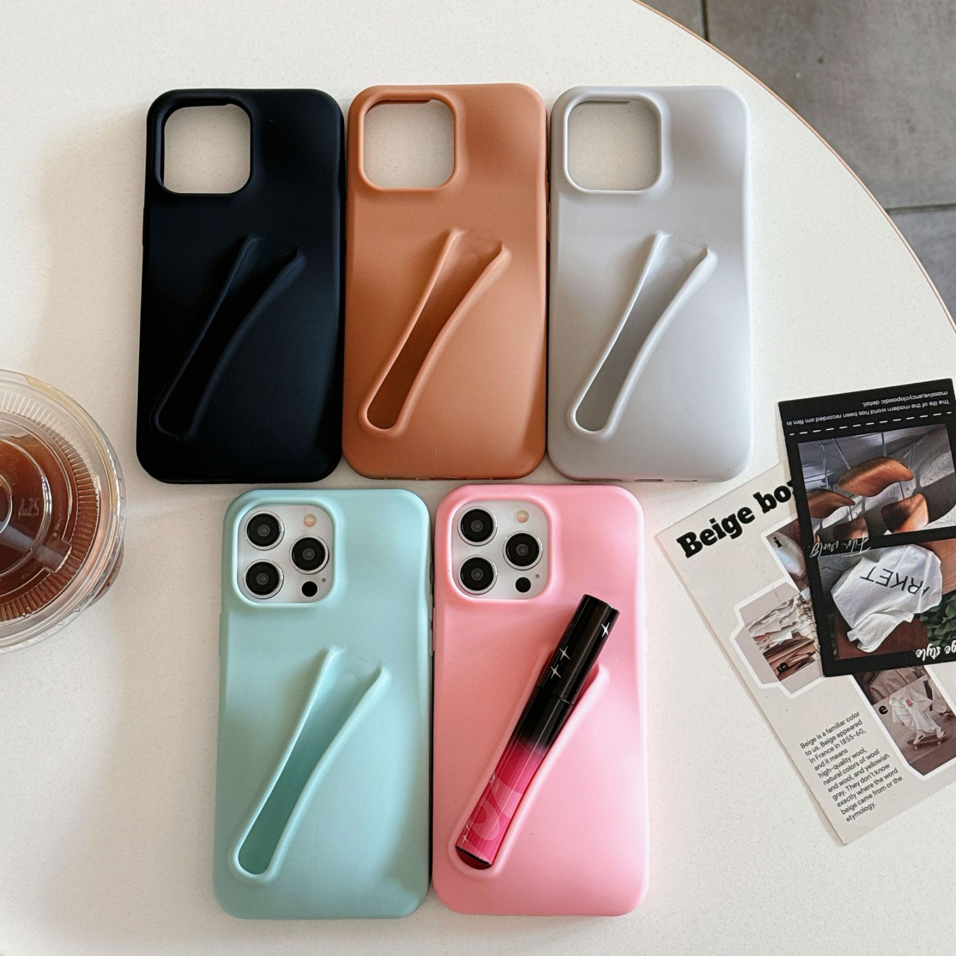 Creative Silicone Phone Case With Lipstick Holder Compatible With iPhone 16 15 14 13 12 11 Pro Max Solid Color Matte Protective Cover For Women Girls