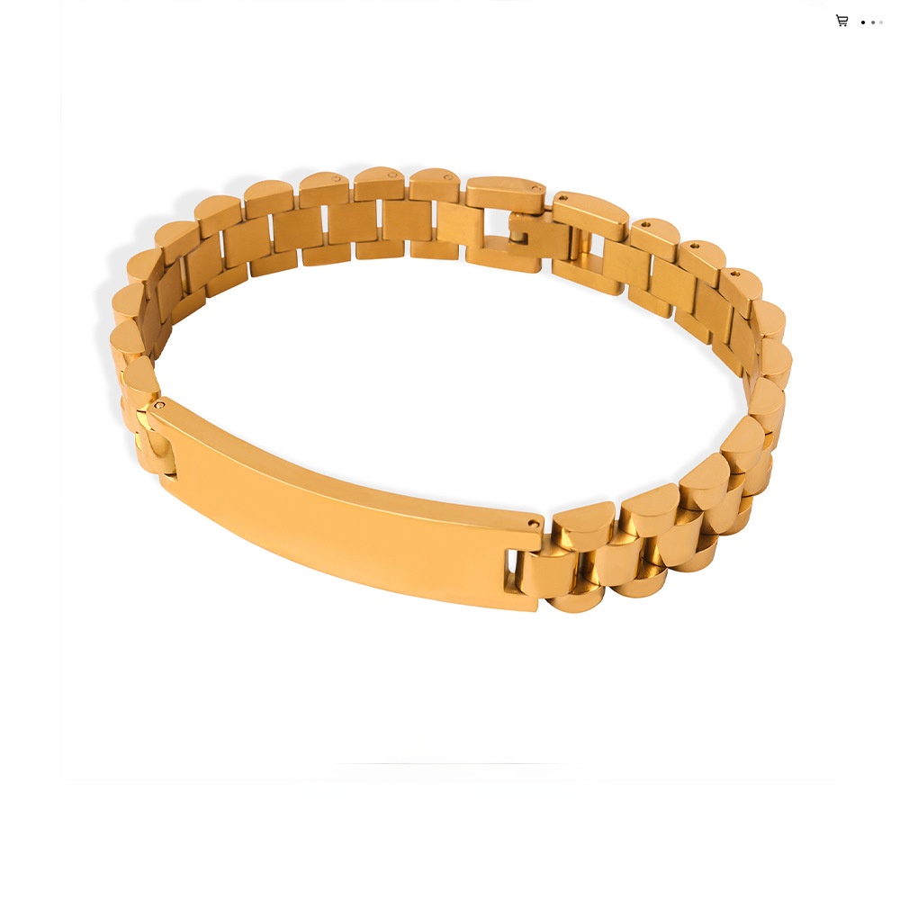 Titanium Steel ID Bracelet Watch Band Style Chain Link Geometric Polished Jewelry For Men And Women