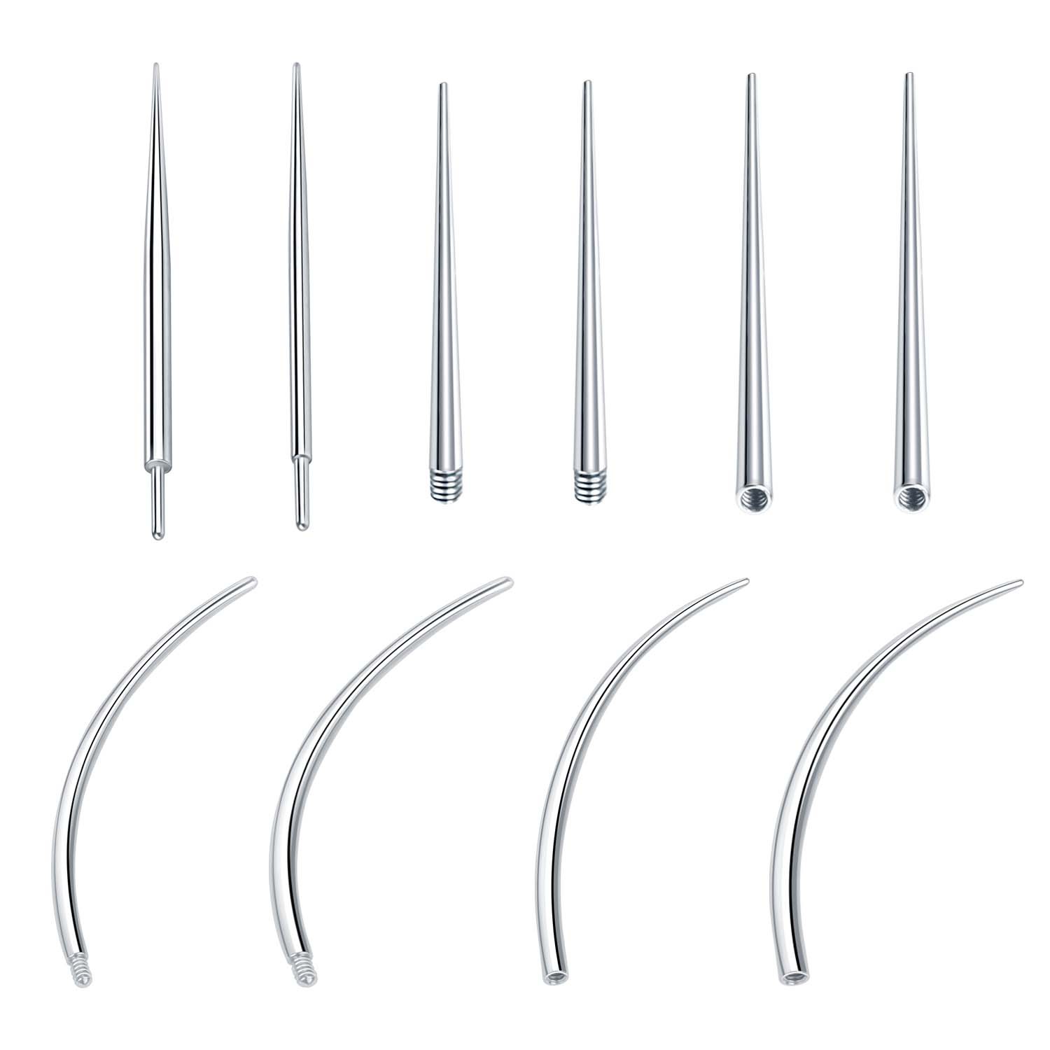 Professional Stainless Steel Body Piercing Insertion Taper Guide Rod 1.2mm 1.6mm Internal External Threaded Needle For Belly Lip Ear Piercing Jewelry Tools