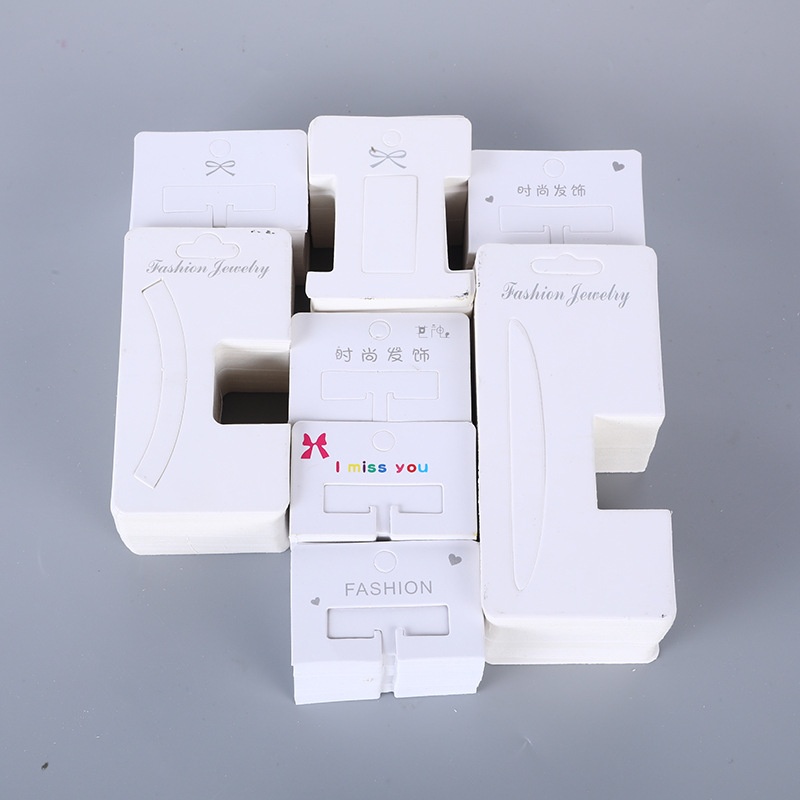 100Pcs White Hair Accessories Display Cards Cardboard Jewelry Packaging Cards For Hair Clips Claw Clips Earrings Headbands DIY Craft Store Small Business Supplies Wholesale