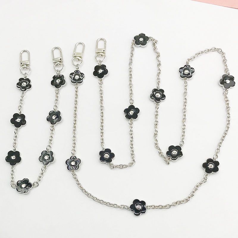 Enamel Flower Metal Chain For Mobile Phone Case Bag Strap Elegant Floral Crossbody Hand Strap Zinc Alloy Mobile Phone Accessories For Women