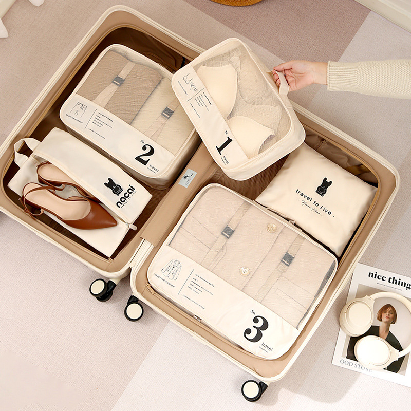 Waterproof Polyester Travel Storage Bags Mesh Luggage Organizer Packing Cubes For Clothes Underwear Shoes Suitcase Travel Essentials Women Men