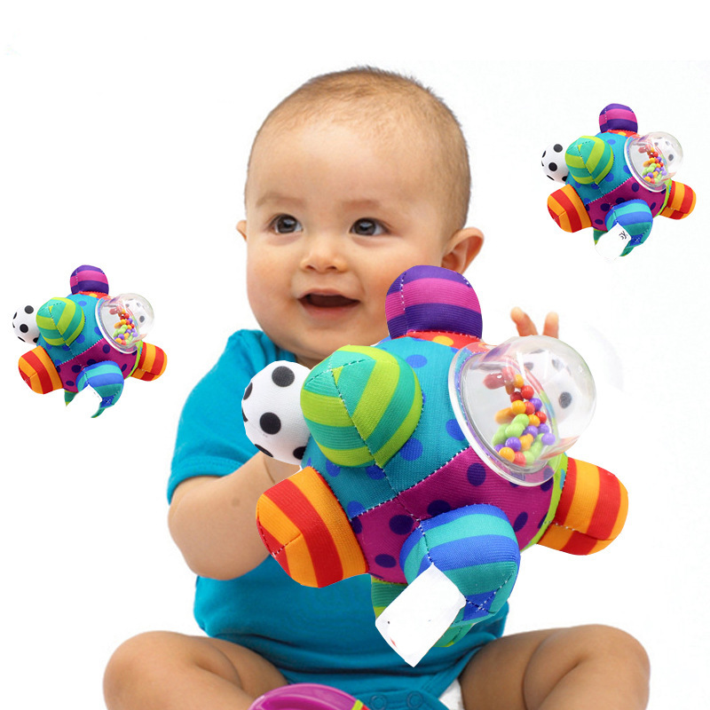 Infant Sensory Rattle Ball Soft Cloth Multi-Texture Colorful Bead Catching Training Toy For Baby Toddler Hand Eye Coordination Early Education Development