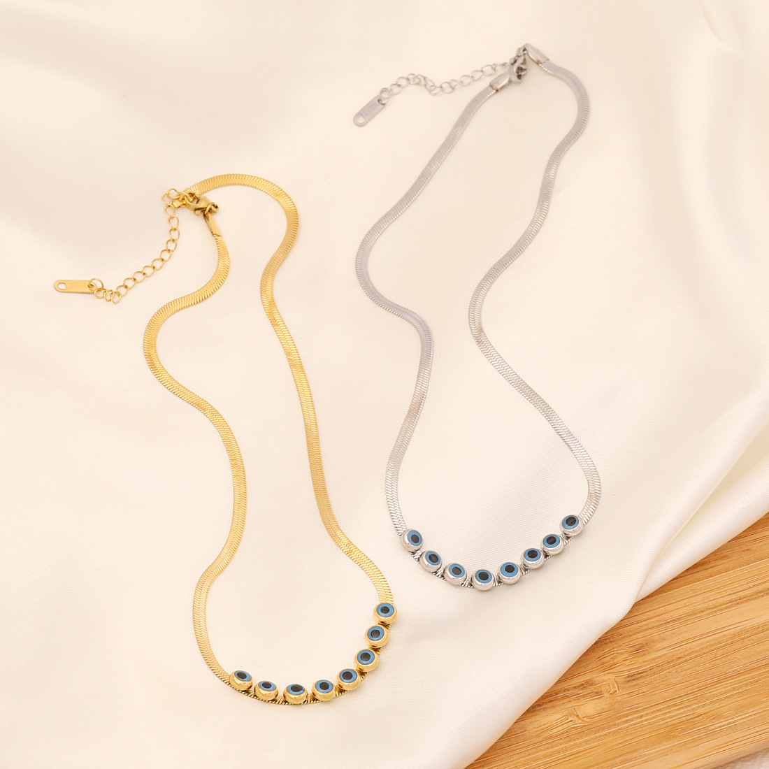 Evil Eye Necklace Earrings Stainless Steel Enamel Snake Chain Tassel Lucky Charm Jewelry For Women Minimalist Accessory