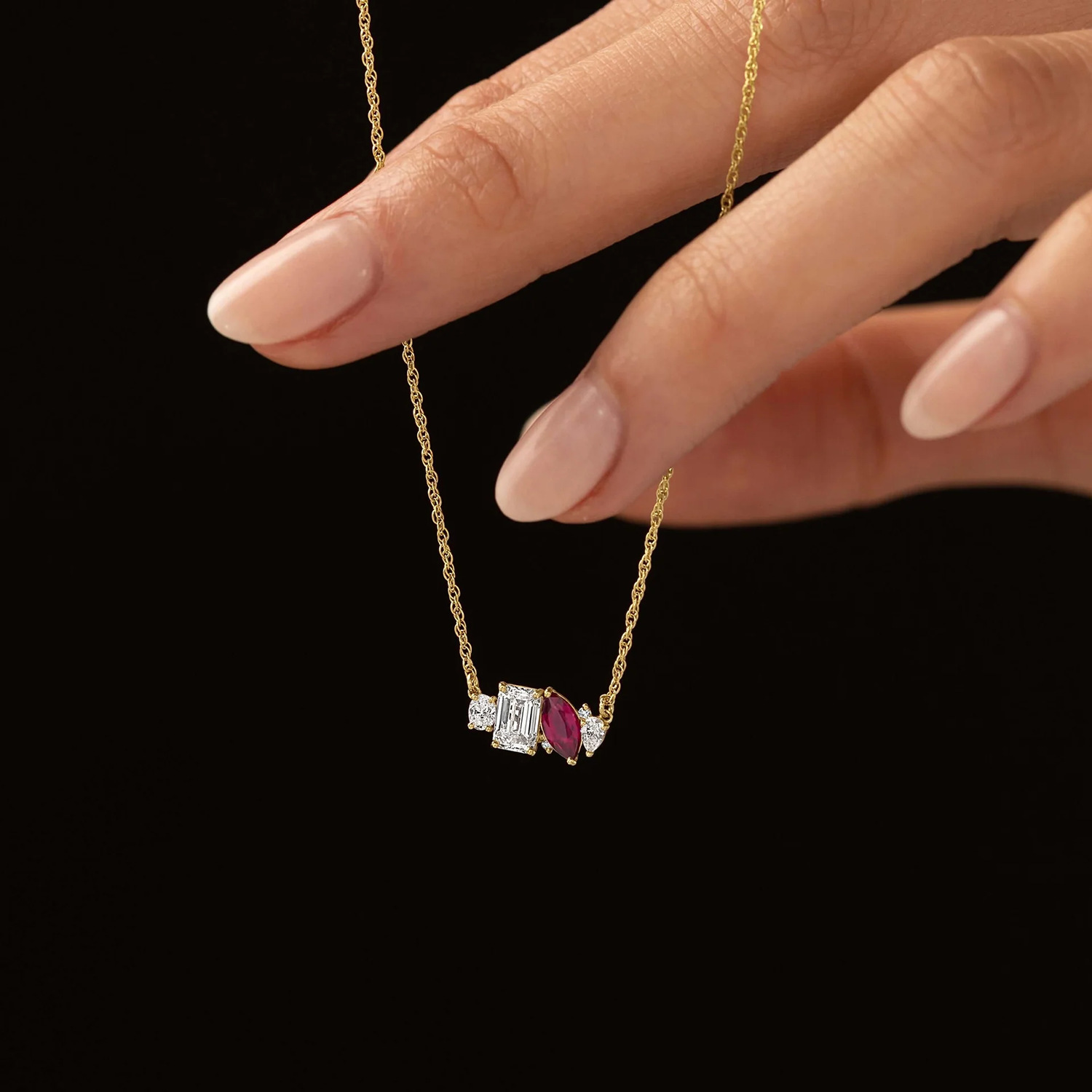 Gold Plated Copper Zirconia Birthstone Pendant Necklace Geometric Twelve Months Dainty Chain Birthday Jewelry Gift for Women Mothers Ladies