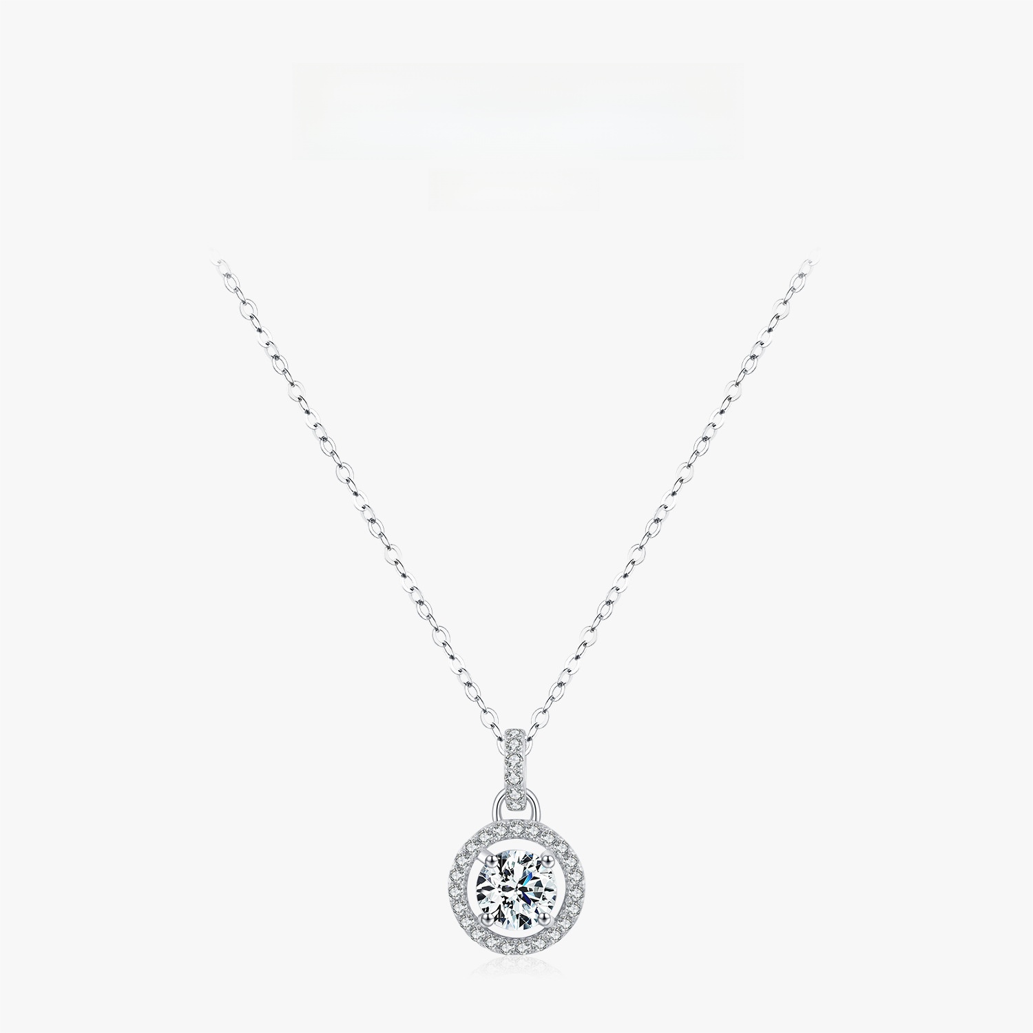 S925 Sterling Silver Moissanite Necklace 1ct D Color VVS1 Round Halo Pendant Cable Chain Elegant Jewelry Gift For Women Girls