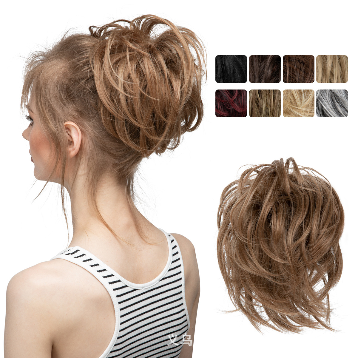 Messy Hair Bun Extension High Temperature Synthetic Fiber Fluffy Updo Hairpiece For Women Wedding Party Daily Use Natural Looking Volumizing Scrunchie