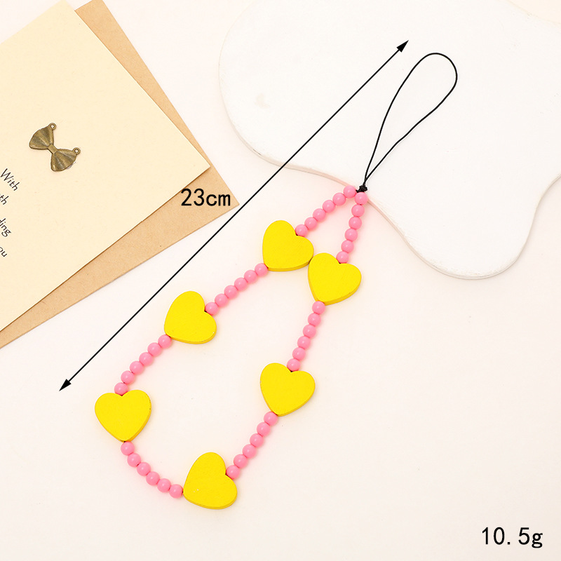 Yellow Wooden Heart Rose Red Beads (K3726)