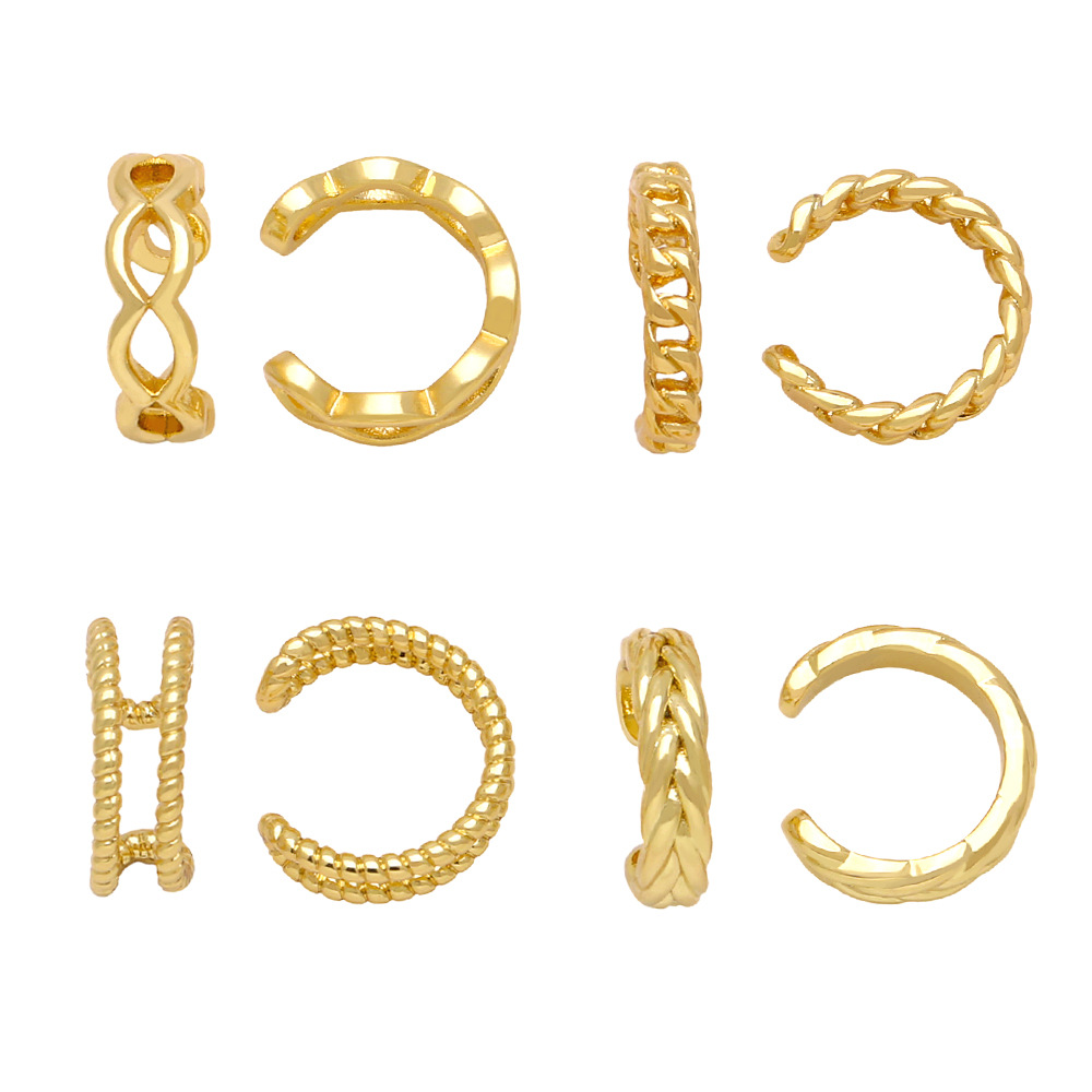 Geometric Ear Cuffs Gold Plated Copper Non Pierced Clip On Earrings Minimalist Twisted Infinity Style For Women Modern