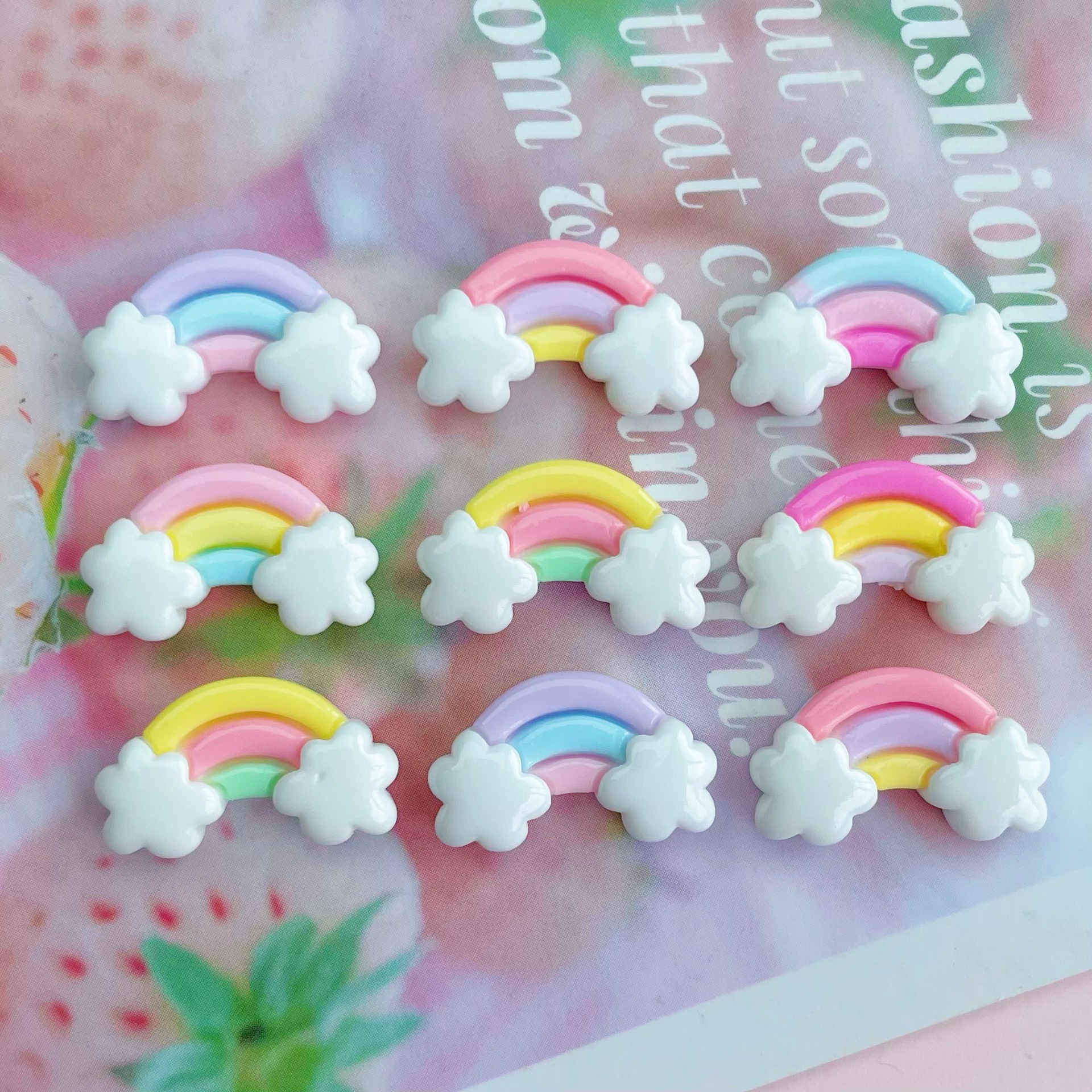 Mini Rainbow Cloud Resin Flatback Cabochons Cute Macaron Colorful DIY Crafts For Hairpins Phone Cases Jewelry Making Decoration Pieces