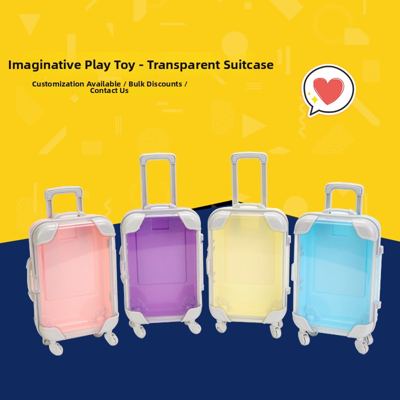 Mini Transparent Suitcase Storage Box Plastic Dollhouse Furniture Accessory Eyelash Jewelry Case For Kids Girls Toy Trolley Case Wedding Party Favors