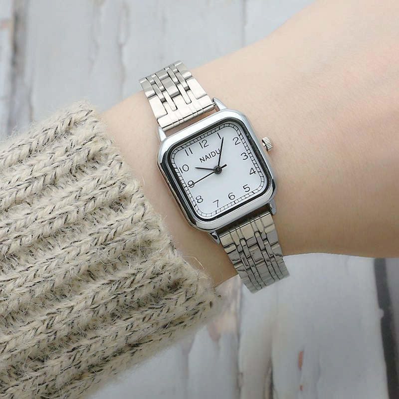Fashion Square Digital Face Ladies Steel Band Watch Trend Quartz Watch
