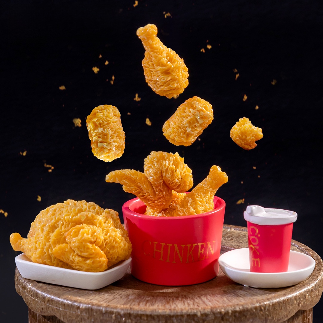 Miniature Food Play Set Resin Realistic Fried Chicken Leg Wing Coke Cup Model DIY Micro Landscape Ornaments Desk Decoration Accessories Dollhouse Kitchen Play Toy