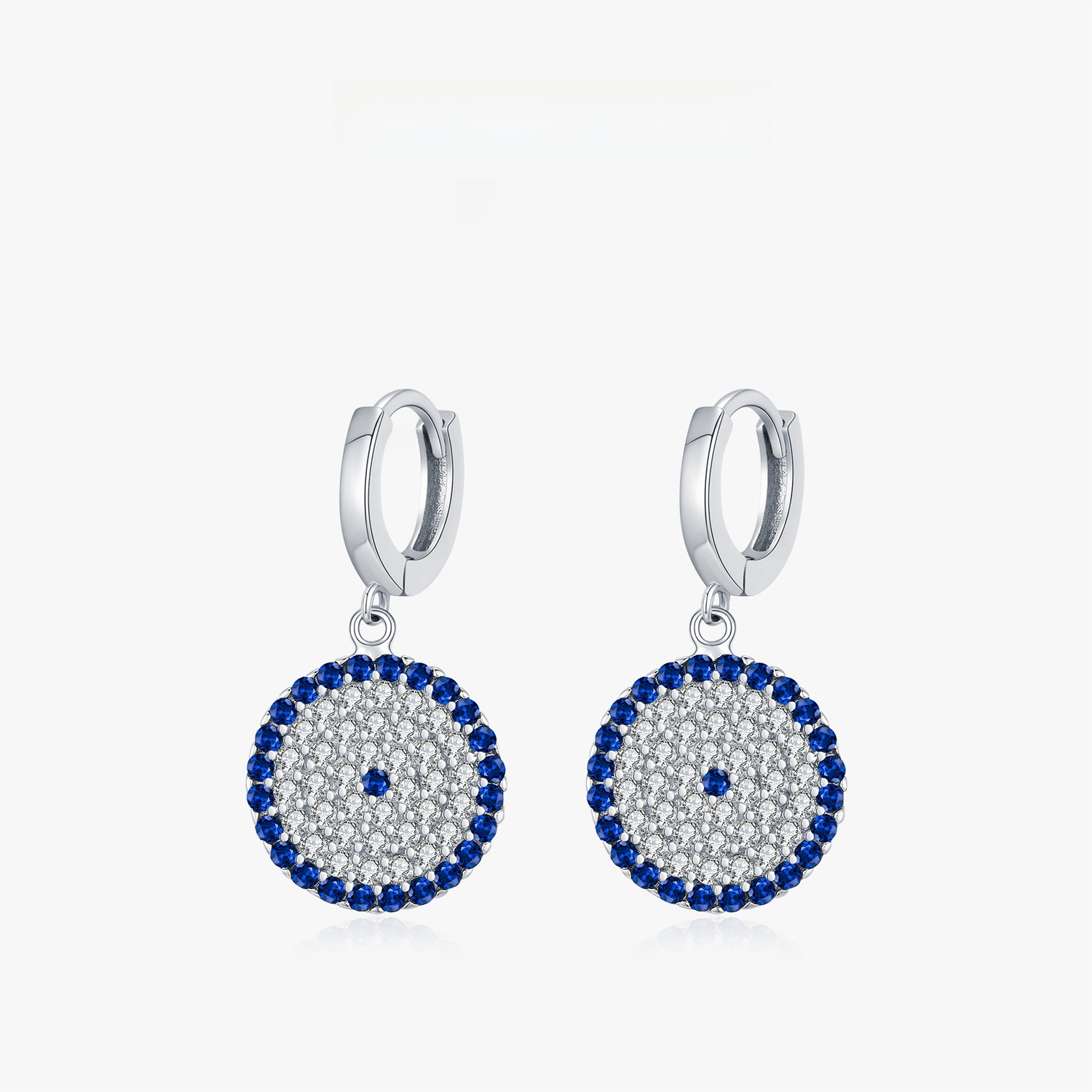 925 Sterling Silver Evil Eye Drop Earrings For Women Blue White Zirconia Round Dangle Hoop Earrings Elegant Good Luck Jewelry Gift